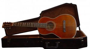 wide washburn parlour guitar and case image