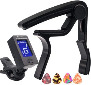 Sound Harbor Capo with Clip-On Tuner - Black